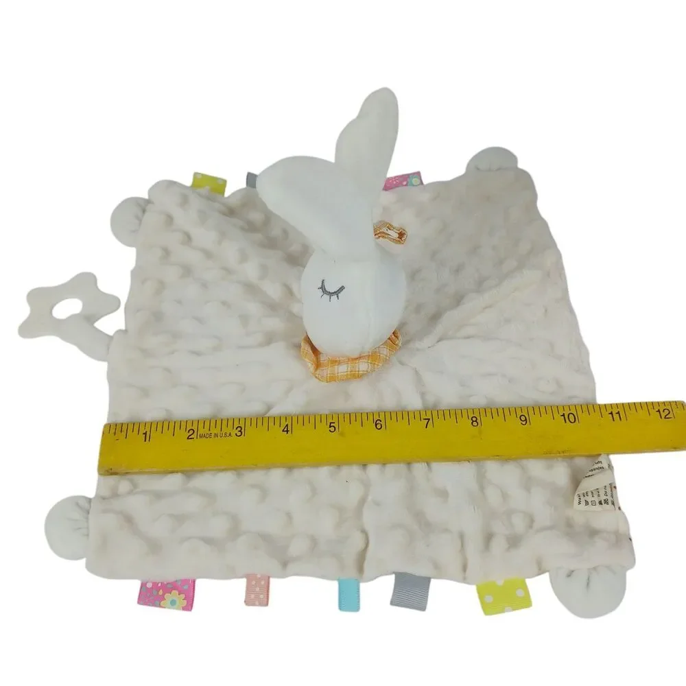 White Bunny Rabbit Soothing Sensory Fabric Lovey Security Blanket Teether